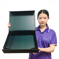 Custom Magnetic Closure Matt Lamination Folding Paper Gift Box With Glossy Black UV Coating Logo