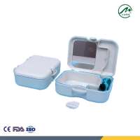 Muti-colored plastic dental orthodontic denture box/denture storage box/retainer case with mirror and brush