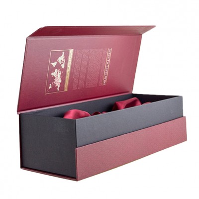 Luxury Customized Display Foldable Rigid Paperboard Wine Box with Magnet Closure