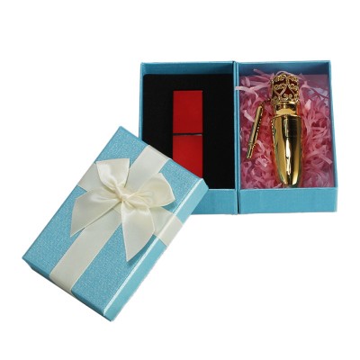 Luxury Colorful Bow Ribbon Design Cardboard Packaging For Cosmetic Lipstick Gift Box