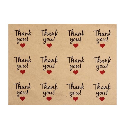 Custom-made Die-cut Adhesive Kraft Paper Thank You Sticker For Gift